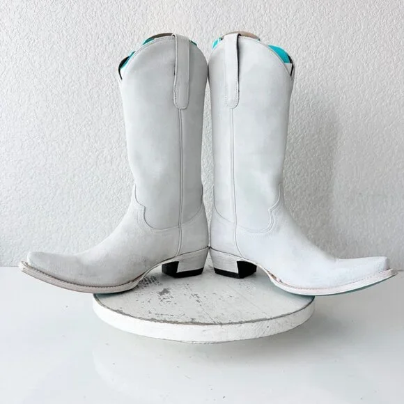 Lane Boots EMMA JANE White Suede Cowboy Western Cowgirl Mid Calf Snip Toe 8.5 - Picture 9 of 13